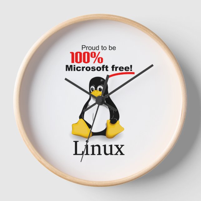 Horloge murale Linux avec garniture marron clair - (Recto)