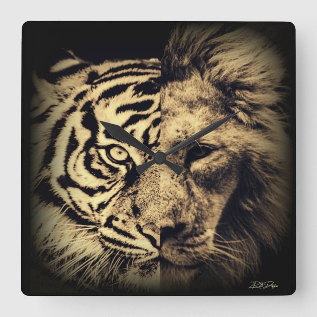Horloge murale Lion Tiger 2in1 (Recto)