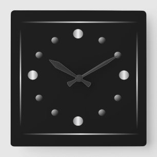 Horloge murale minimaliste en noir et en argent