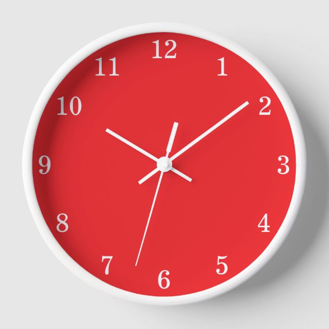 Horloge murale minimaliste rouge vif (Recto)