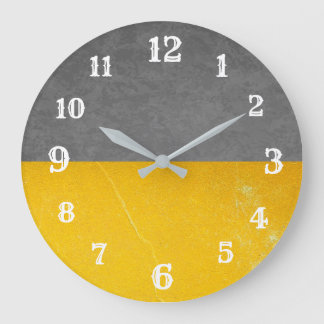 Horloge murale moderne gris et jaune