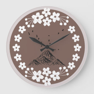 Horloge Murale Montagne Florale | Maison Élégante 