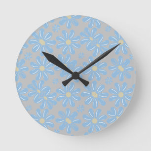 Horloge murale motif floral Fleur bleue