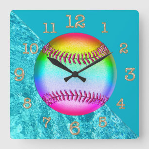 Horloge murale multicolore du base-ball de