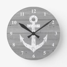 Horloge murale nautique | ancre de bateau et panne