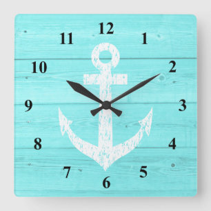 Horloge murale nautique ancre de navire et panne