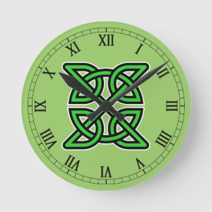 Horloge murale nœud celtique vert