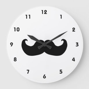 Horloge murale noire de moustache avec des nombres