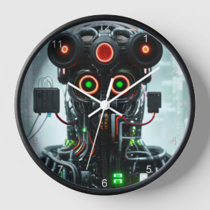 Horloge murale noire Robot 5 avec chiffres
