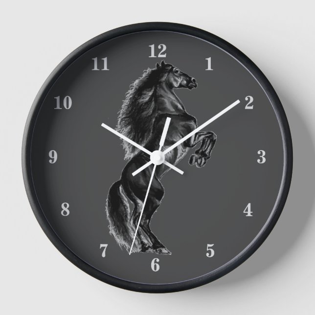 Horloge murale noire sauvage dressée Cadeau (Recto)