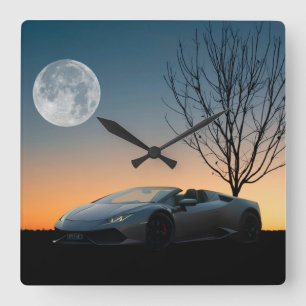 Horloge Murale Nuit de Lune Moderne Voiture de L