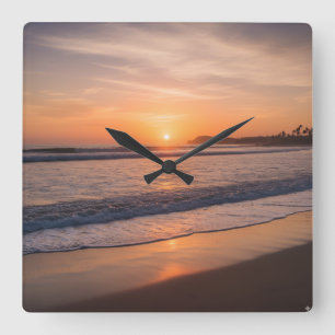 Horloge murale Ocean Sunset - Design côtier calme