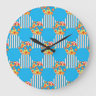 Horloge murale, Orange Floral et Polkas
