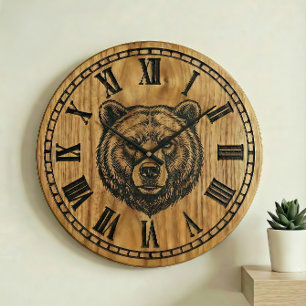 Horloge murale ours - Design de style en bois