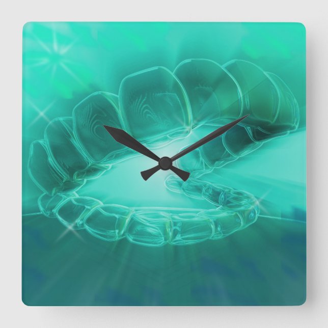 Horloge murale ouverte de bouche d'orthodontiste (Recto)