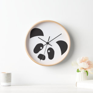 Horloge murale Panda moderne, ronde 10"