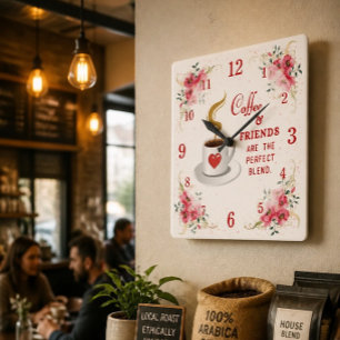 Horloge murale Parfait mélange de café et d'amis