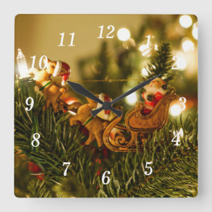 Horloge murale père Noël Et Reindeer