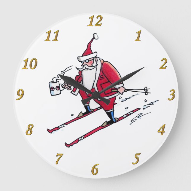Horloge murale père Noël Skiing (Recto)