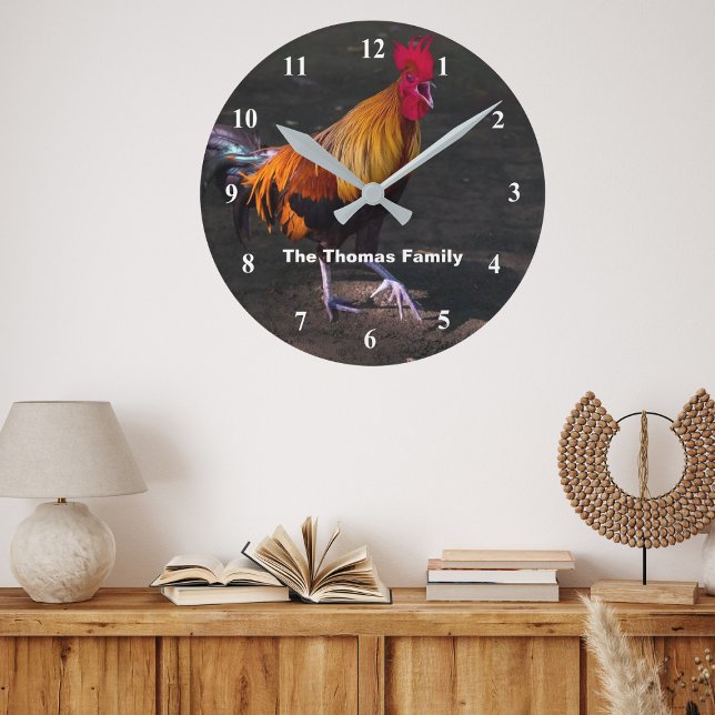 Horloge murale personnalisée à l'appui du coq (Créateur téléchargé)