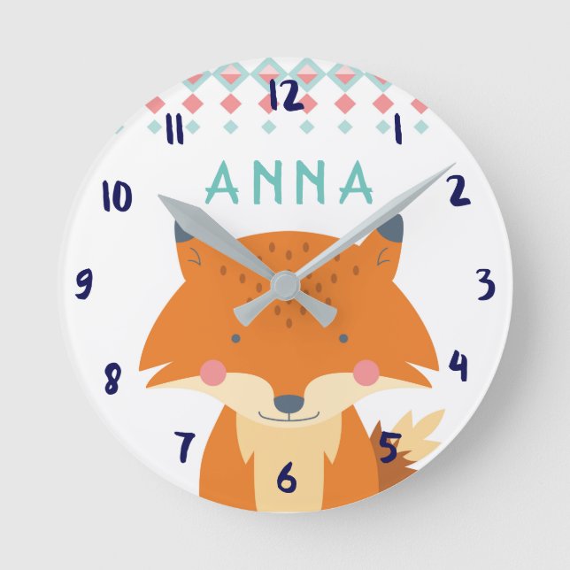 Horloge murale personnalisée au renard (Recto)