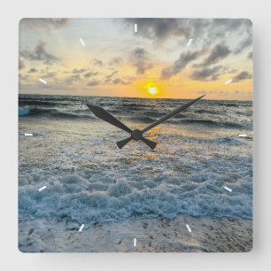 Horloge murale personnalisée Coucher de soleil sur