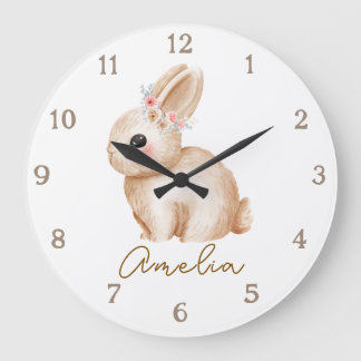 Horloge murale personnalisée de crèche avec lapin