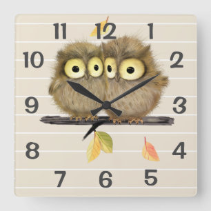 Horloge murale personnalisée de hiboux