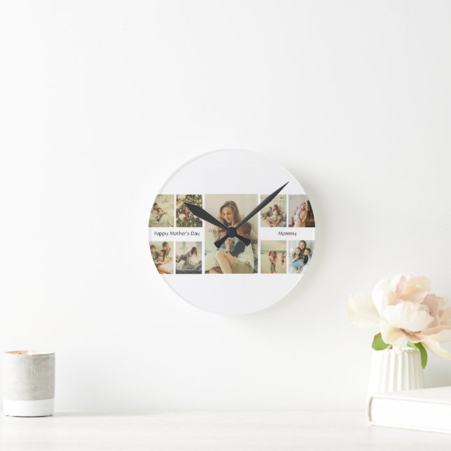 Horloge murale personnalisée de la fête des mères (Maison)