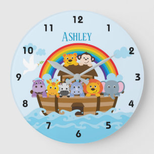 Horloge murale personnalisée de Noah's Ark Nursery