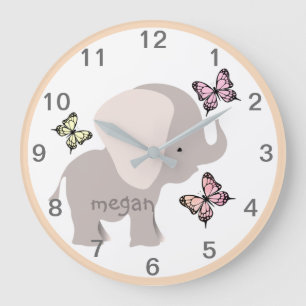 Horloge murale personnalisée pour bébé éléphant pa
