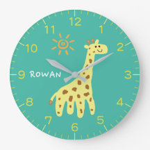 Horloge murale personnalisée pour enfants Girafe &