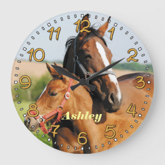 Horloge murale personnalisée pour le cheval et le 