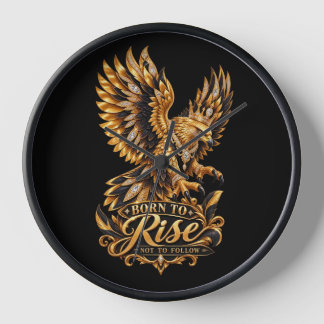 Horloge murale Phoenix Born to Rise – Aigle doré