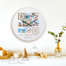 Horloge murale photo de Fête des pères Rustique pe