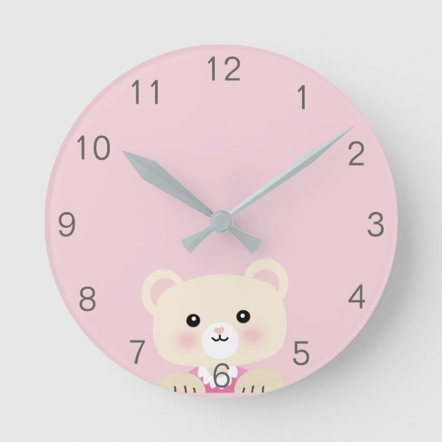 Horloge murale pour chambre de bébé ourson mignon (Recto)