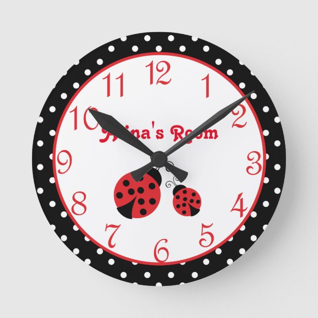 Horloge murale pour filles avec coccinelle rouge à (Recto)