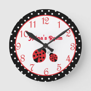 Horloge murale pour filles de la nurserie à pois c