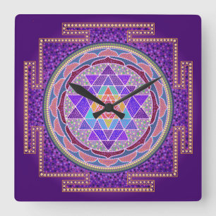Horloge murale pourpre de Sri Yantra