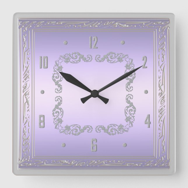 Horloge murale pourpre et argentée élégante (Recto)