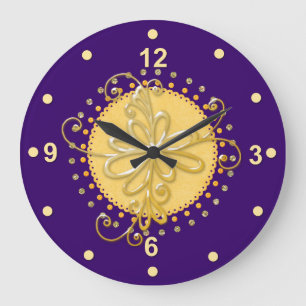 Horloge murale pourpre et jaune élégante
