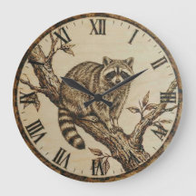 Horloge murale Raton laveur - Décoration de cabane
