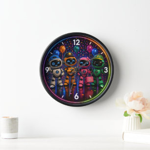 Horloge murale Robots party time