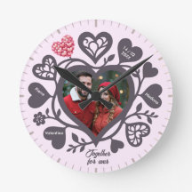 Horloge murale romantique avec photo de coeur pers