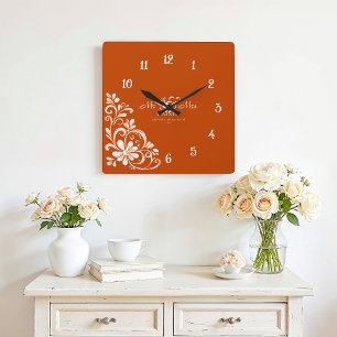 Horloge murale romantique orange brûlé pour mariag