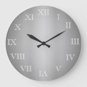 Horloge murale ronde argentée de chiffres romains