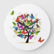 Horloge murale ronde avec des papillons !