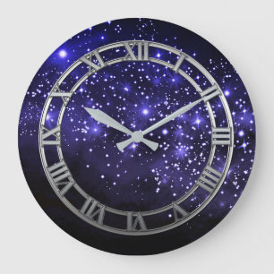 Horloge murale ronde crépusculaire bleue de minuit