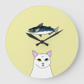 Horloge murale ronde de chat de bande dessinée