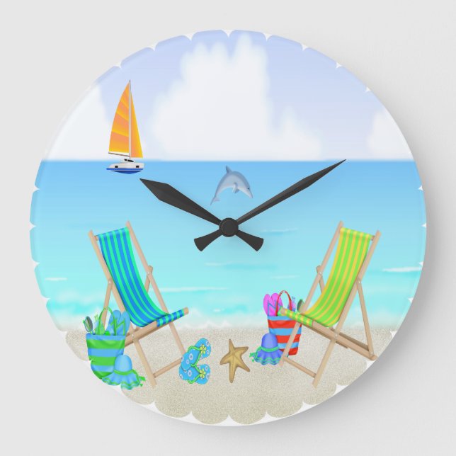 Horloge murale ronde de détente de plage (Recto)